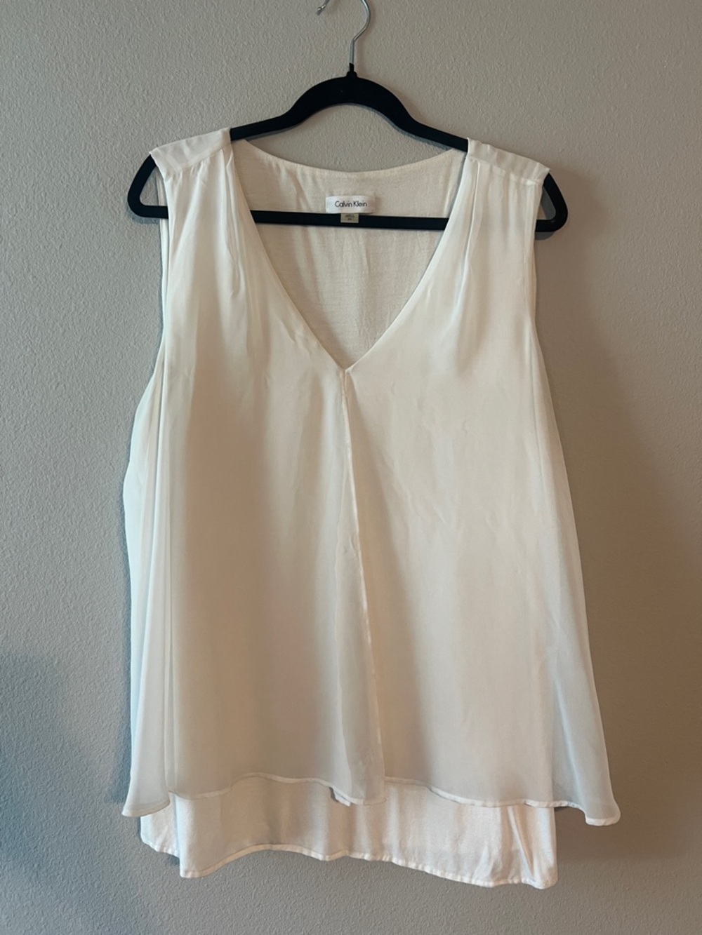 Calvin Klein Ivory V-Neck Layered Hem Camisole